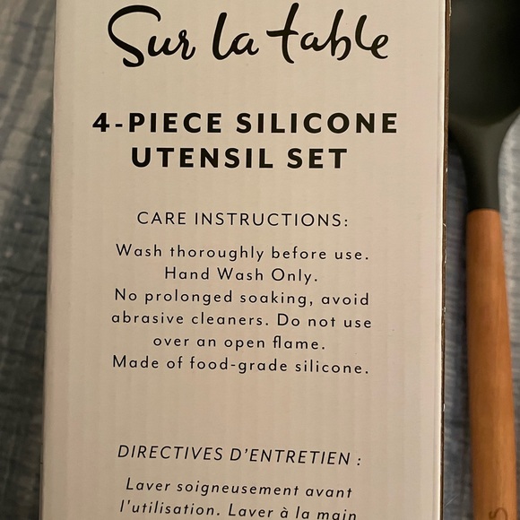 New Sur La Table Grey Silicone and Beechwood Utensil Set Spatula Turner Spoon - Picture 6 of 7